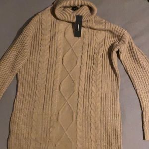 * New* lulu’s Crisp Mornings Taupe Cable Knit Turtleneck Sweater Dress.